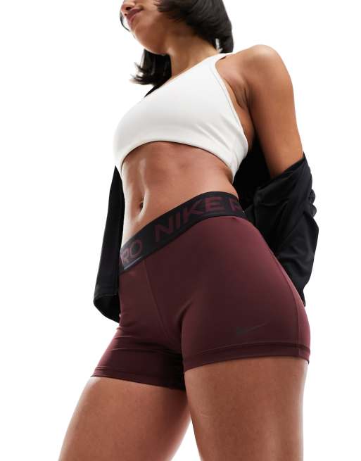 Nike Pro Training 365 3-inch shorts in burgundy