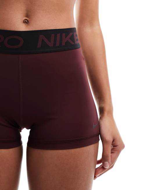 Nike Pro Training 365 3-inch shorts in burgundy