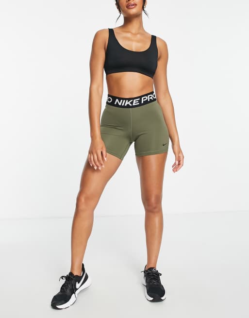 Nike Pro Training Dri-Fit 5 inch shorts in khaki green