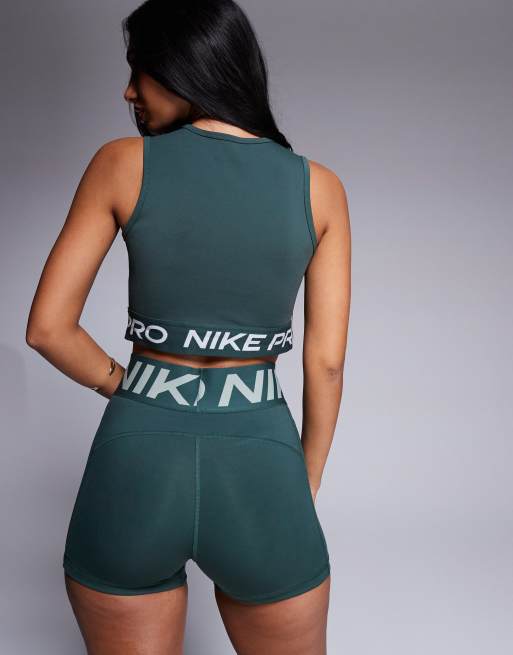 Nike Pro Training 365 cropped tank top in dark green, 4 of 4