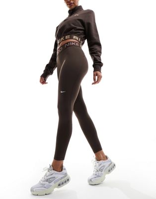 Nike Pro Training 365 mid rise 7/8ths leggings in baroque brown - ASOS Price Checker