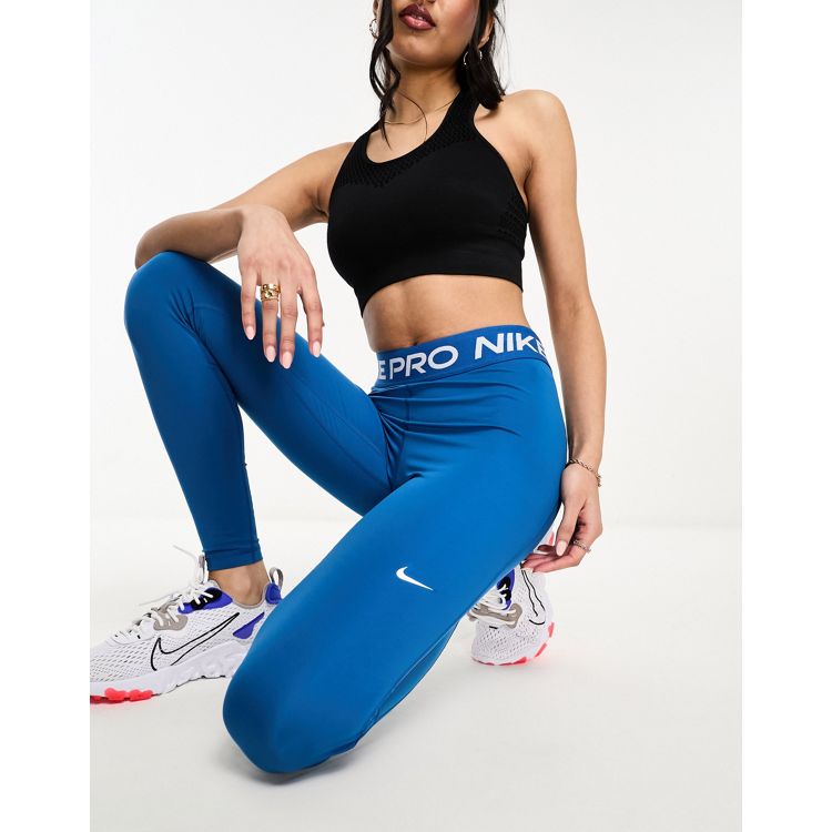 Nike Pro Training Blue Marble Print Legging, ASOS