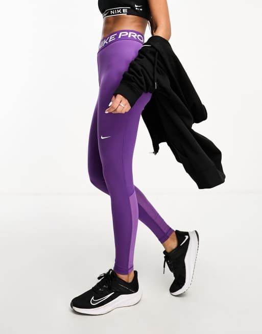 Nike Older Girls Pro Warm Leggings - Purple