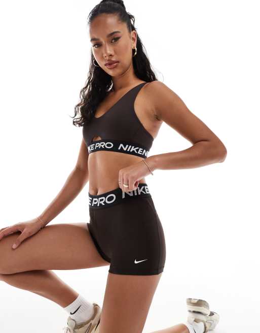 Nike – Pro Training 365 – Leggings-Shorts in Braun, 3 Zoll