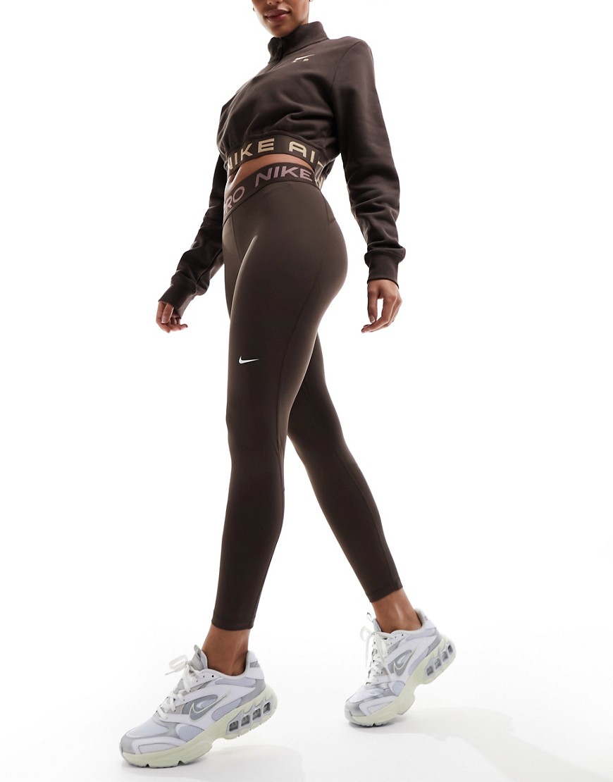 Nike Pro Training 365 mid rise 7/8ths leggings in baroque brown