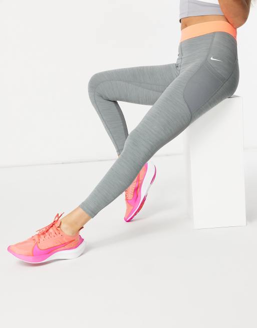 Nike - Pro Training - 7/8 legging in grijs en mango