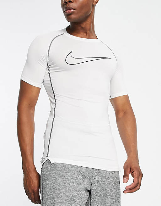 Nike Pro Training base layer t-shirt in white | ASOS