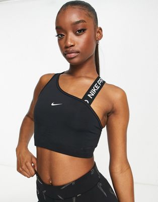 Lingerie et pyjamas Nike Pro Training - Brassière de sport asymétrique maintien moyen en tissu Dri-FIT avec logo virgule - Noir