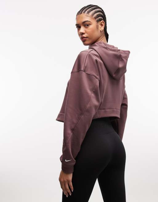 Nike Pro Training – Brązowa bluza z kapturem, 3 z 4