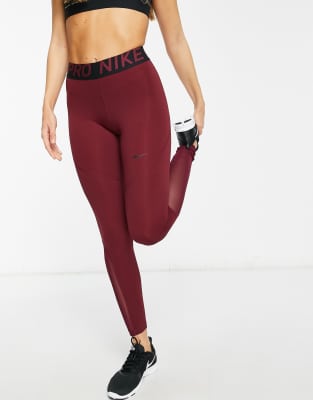 burgundy nike pro leggings