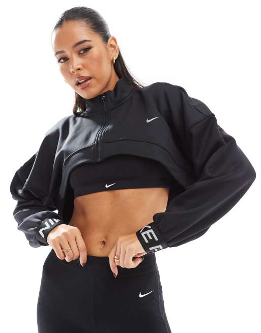 Nike Pro Training cropped fleece in black