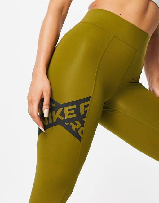 Khaki nike store pro leggings