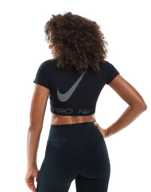 Nike Pro Training cropped T-shirt in black, 2 of 4