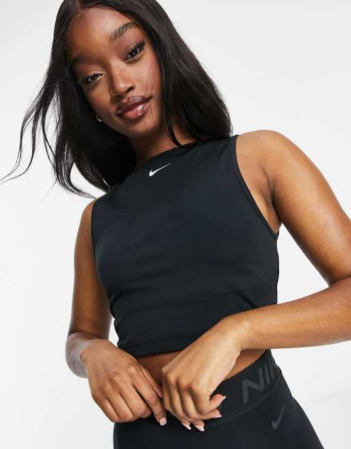 Nike Pro Training cropped tank in black ASOS