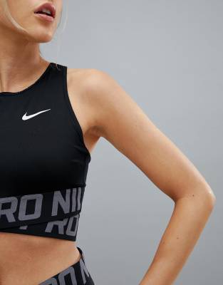 nike training crossover crop top in black