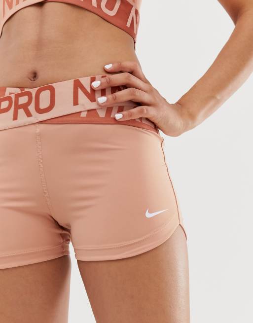 Nike Pro Training Crossover Shorts In Rose Gold