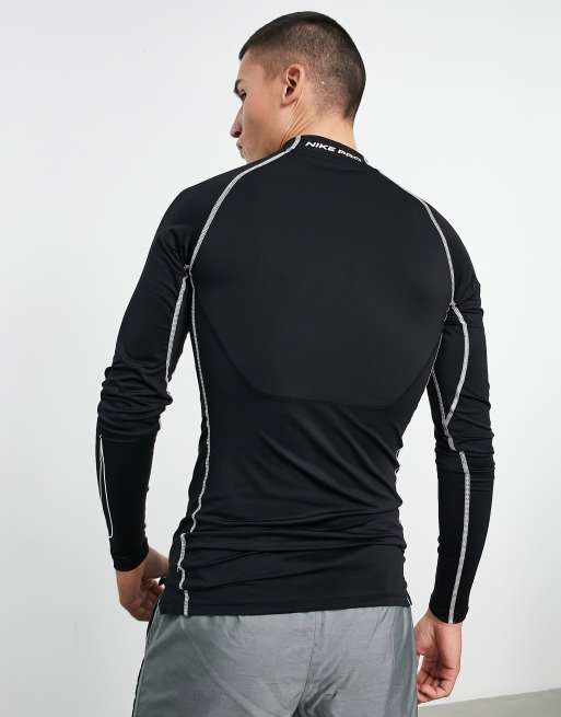 Nike Pro Training – Czarny dopasowany top z półgolfem i długimi rękawami z technologią Dri-FIT, 2 z 4