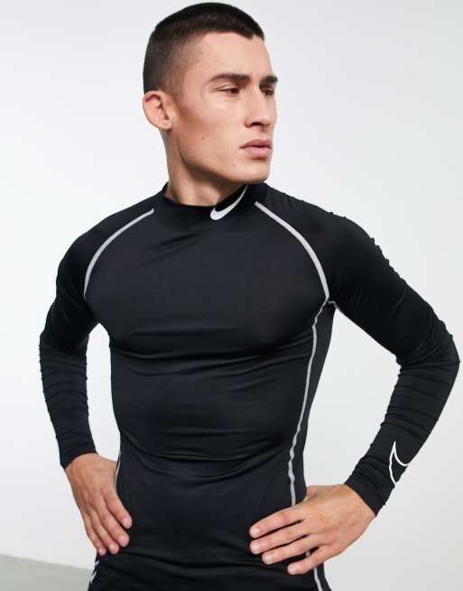 Nike Pro Training – Czarny dopasowany top z półgolfem i długimi rękawami z technologią Dri-FIT, 3 z 4