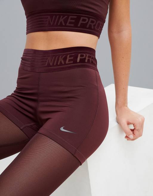 Nike Pro Training Deluxe Legging en tulle Bordeaux