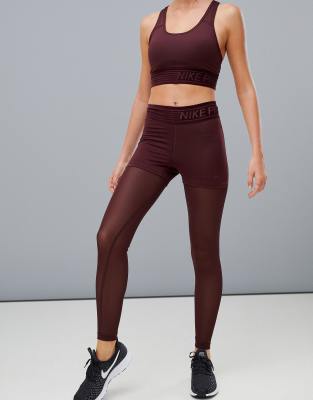 nike logo mesh leggings