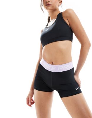 Shop Nike Pro Training Dri-fit 3 Inch Shorts In Black And Lilac