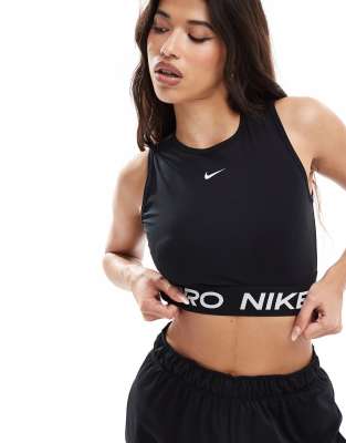 Nike Pro Training Dri-Fit 365 cropped tank in black & white