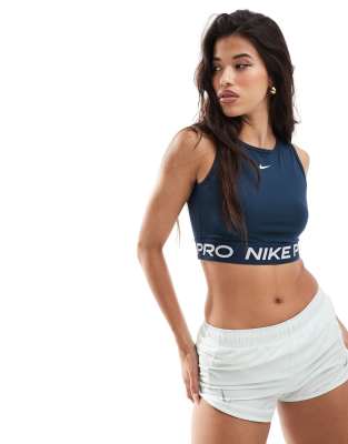 Nike Pro Training Dri-Fit 365 cropped tank in navy & white