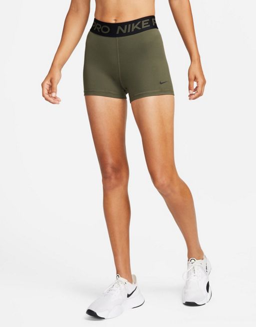 Nike Pro Training Dri-Fit 5 inch shorts in khaki green | ASOS