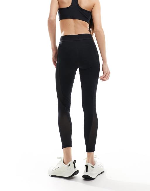 Nike Pro Training Dri FIT 7 8 Leggings aus Netzstoff mit mittelhohem Bund in Schwarz