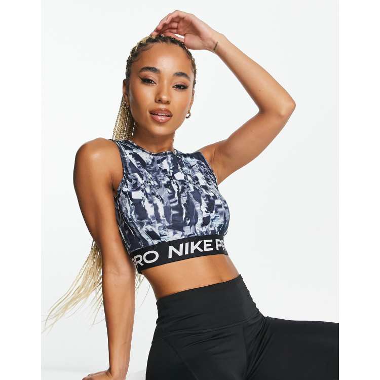 Nike Pro Training Dri FIT all over print tank top in black ASOS