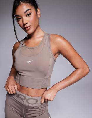 Nike Training Nike Pro Training Dri-FIT cropped vest in brown