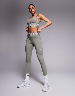 Nike - Pro Training Dri-FIT - Formende Leggings in Khaki mit hohem Bund-Grün