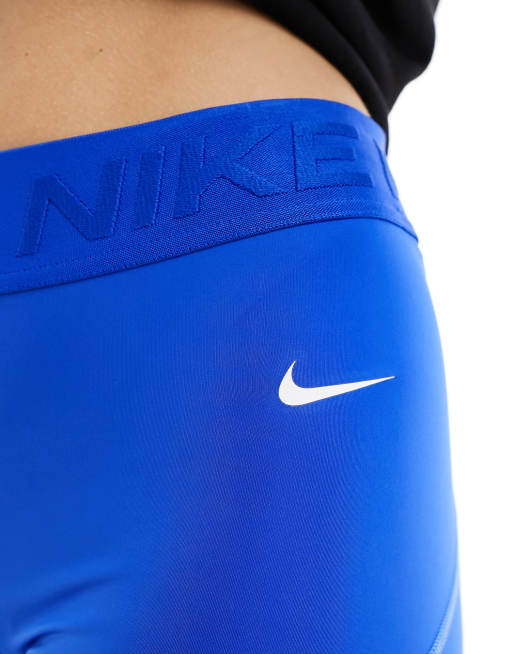 Nike Pro Training Dri-FIT gains girl mid-rise 3 inch shorts in hyper royal  blue