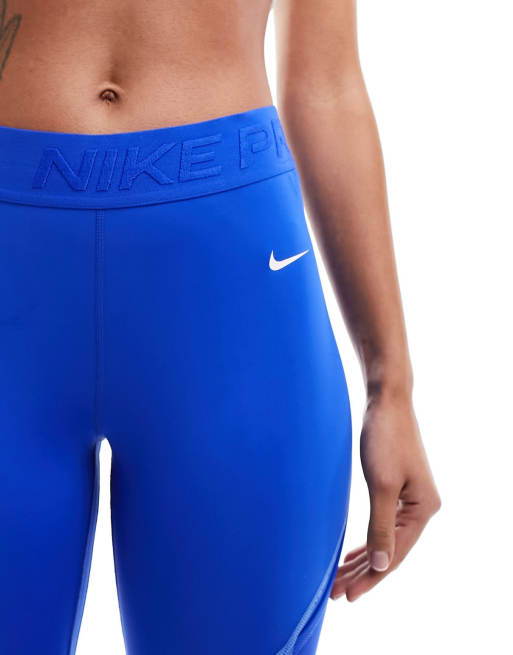 Nike Pro Training Dri-FIT gains girl mid-rise 7/8th leggings in hyper royal  blue