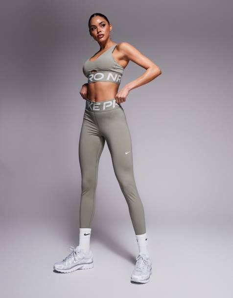 Nike Pro Training - Dri-FIT - Khakigrønne højtaljede leggings med formgivende effekt - view 1