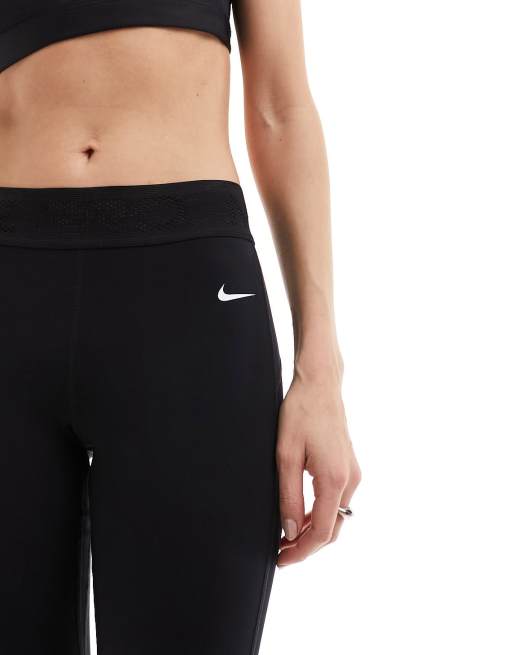 Nike Pro Training Dri Fit mid rise 7 8s mesh leggings in black