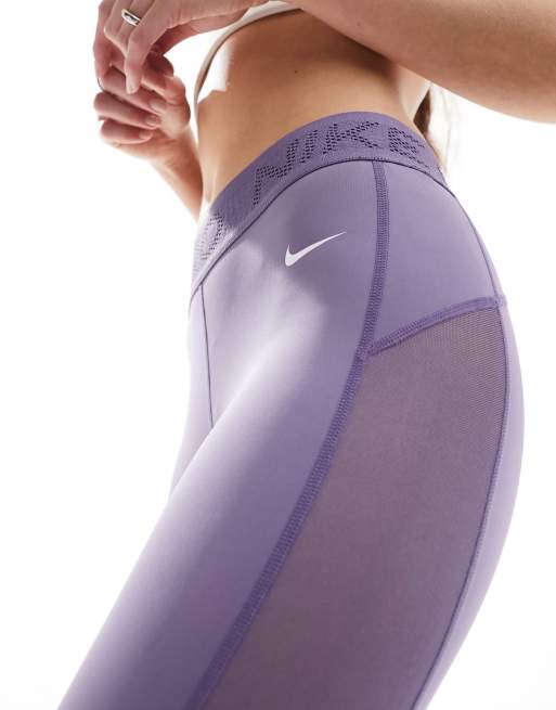 Nike Pro Training Dri Fit mid rise 7 8s mesh leggings in blue ASOS