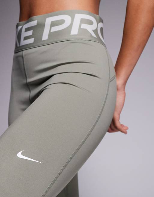 Nike – Pro Training Dri-FIT – Modelujące legginsy z podwyższonym stanem w kolorze khaki, 3 z 5