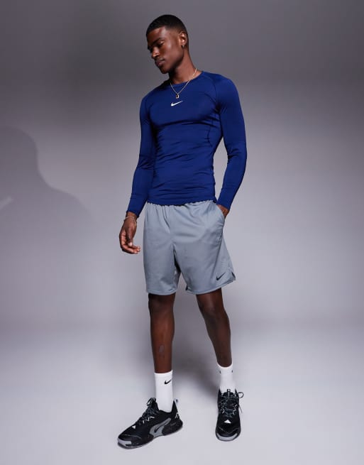 Nike Pro Training Dri-FIT muscle fit long sleeve top in navy
