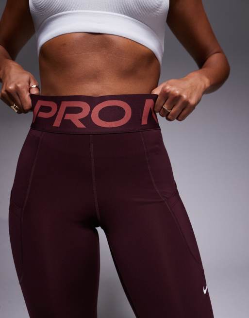 Nike Pro Training Dri-FIT sculpt 7/8 leggings in burgundy