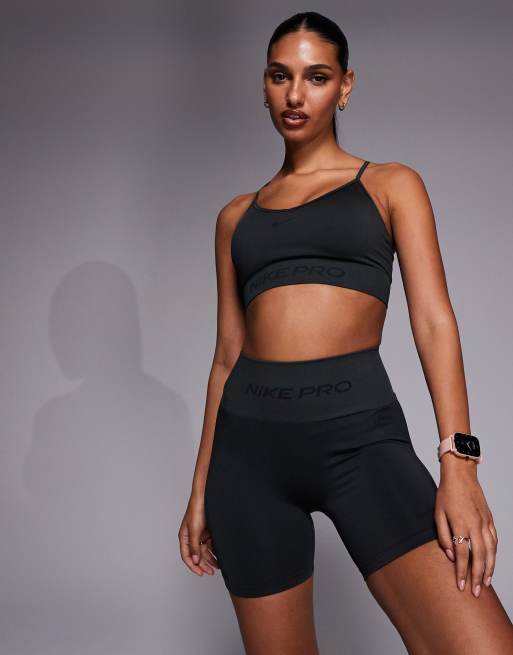 Nike Pro Training Dri-FIT seamless 5 inch shorts in dark grey, 2 of 5
