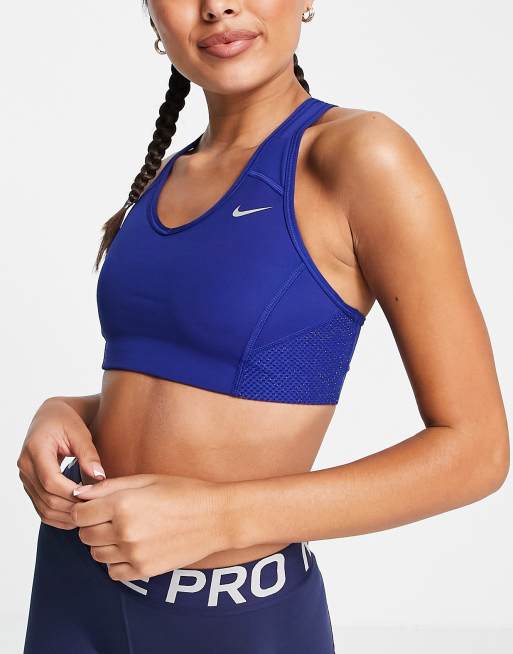 Nike Pro Training Dri FIT Swoosh Sparkle bra in blue