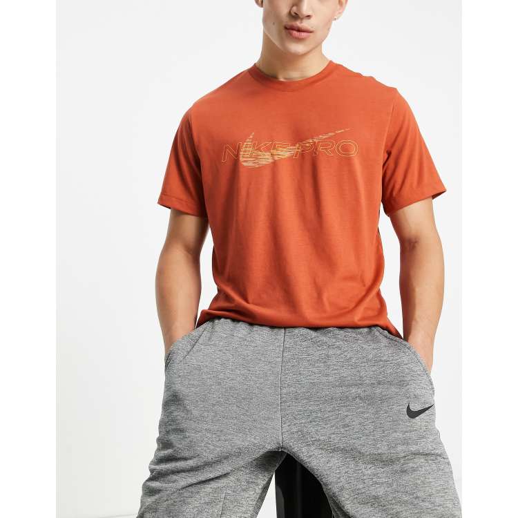 Orange nike hot sale compression shirt