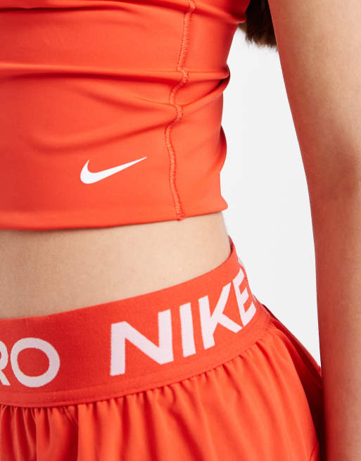 Nike Pro Training - Dri-FIT - Top largo rojo de tirantes con sujetador incorporado, 3 de 4