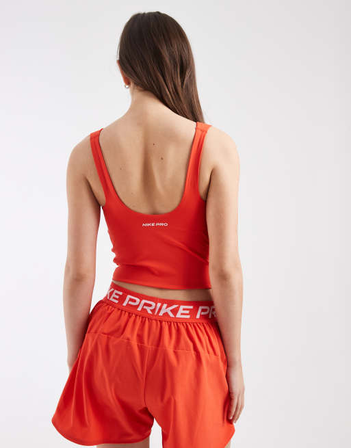 Nike Pro Training - Dri-FIT - Top largo rojo de tirantes con sujetador incorporado, 4 de 4
