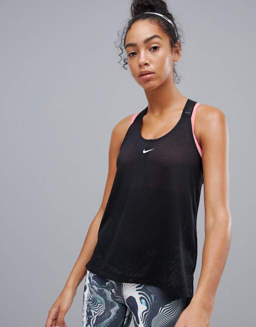 Prima mitología Abigarrado Nike Pro Training Elastika Mesh Tank In Black | ASOS