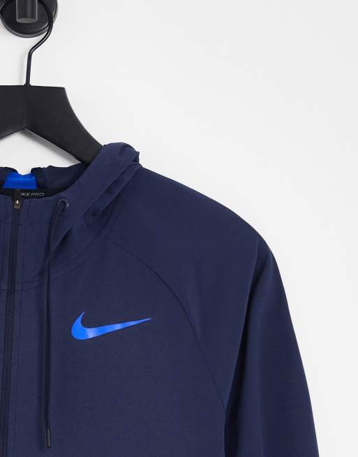 Nike Pro Training Fleece hoodie in navy, 3 of 4