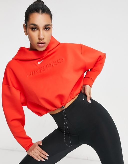 Red cropped 2024 nike hoodie