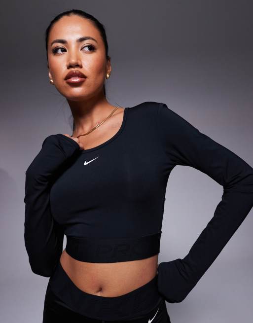 Nike Pro Training Gainz Girl long sleeve top in black