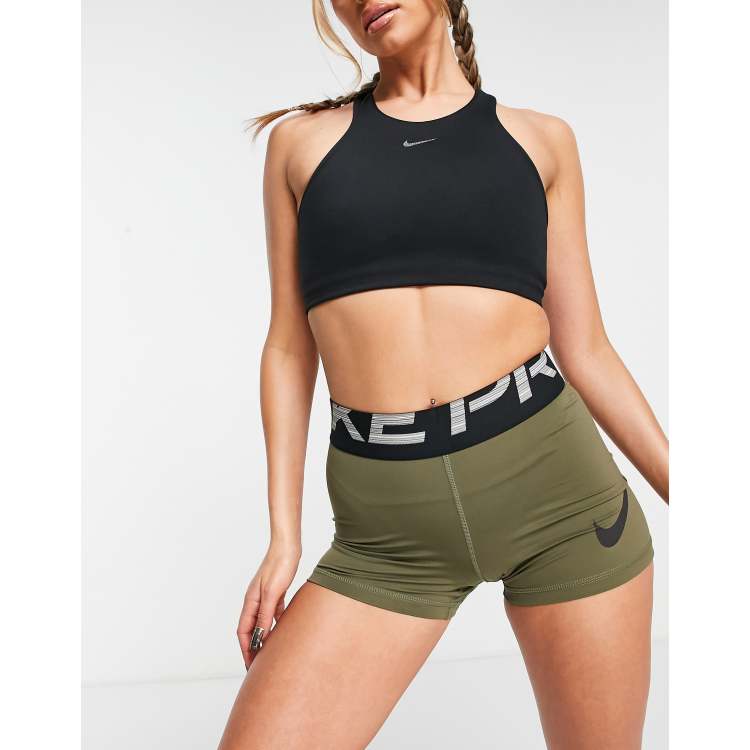 Nike Pro Training GRX 3 inch booty shorts in khaki